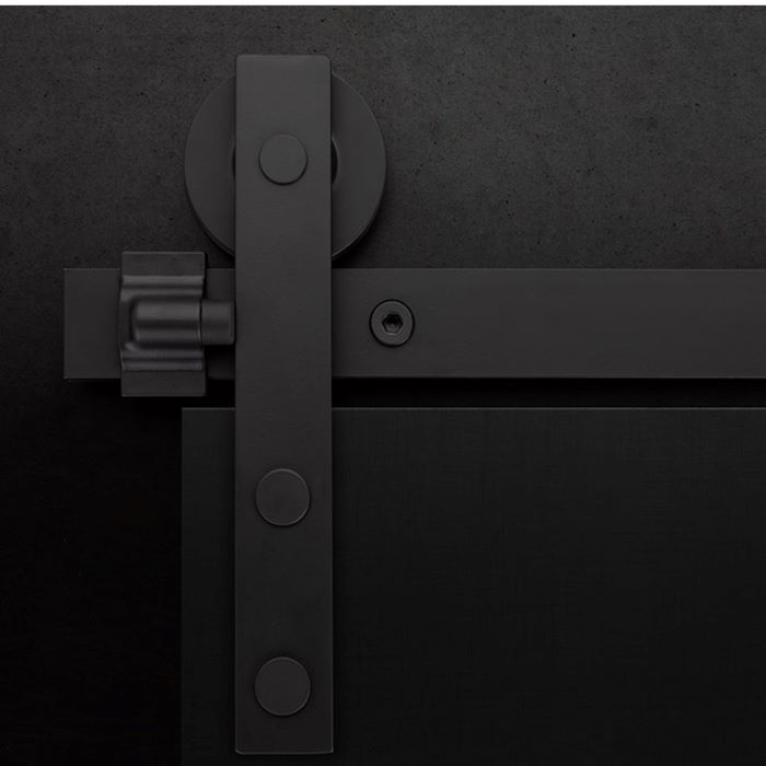 Emtek Modern Rectangular Face Mount Barn Door Hardware Black - Click Image to Close